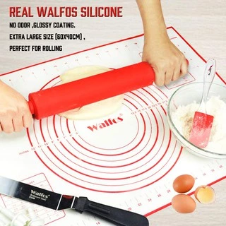 Walfos แผ่นนวดแป้งซิลิโคนเกรดอาหาร แผ่นรองอบแบบไม่ติด แผ่นรองรีดแป้งโรลลิ่งสพร้อมสเกล