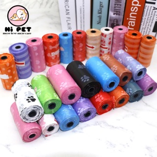 🐾Hi Pet🐾 สัตว์เลี้ยงพิมพ์ถุงขยะ 15 / ม้วน pet cherry blossom garbage bag