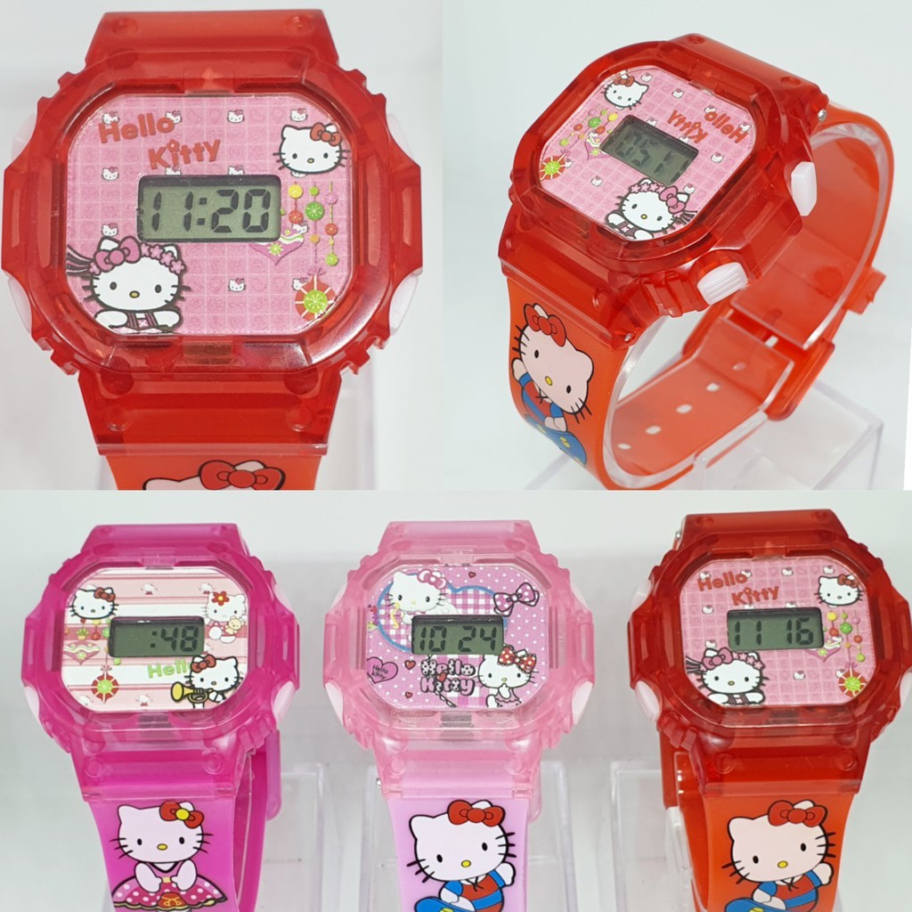 (พร้อมส่ง) นาฬิกาเด็ก มีเสียง+มีไฟ จอแสดงผลLED ระบบดิจิตอล นาฬิกาข้อมือเด็กผญ เจ้าหญิงฟอร์เซ้น คิตตี้ RC128