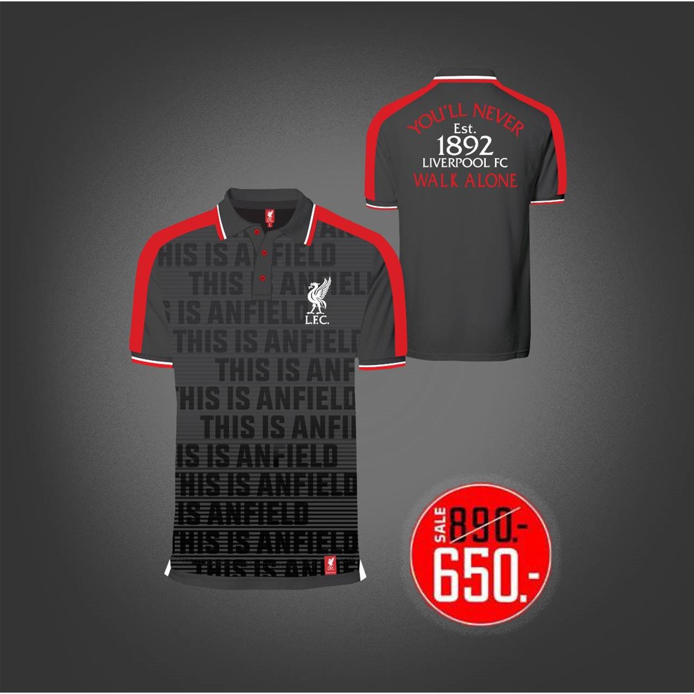 เสื้อโปโล ลิขสิทธิ์แท้ Liverpool ( หญิง ) รุ่นLFC027 สีเทาดำ