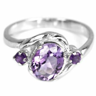 แหวนเงินแท้ 925 พลอยแอเมทิสต์ Amethyst น้ำหนัก 3.52 กะรัต สวยไฟดีค่ะ