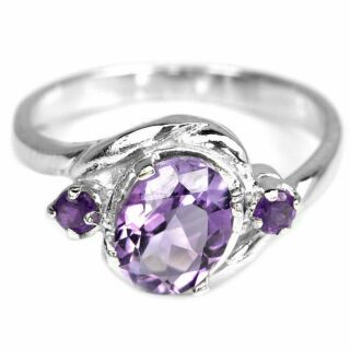 แหวนเงินแท้ 925 พลอยแอเมทิสต์ Amethyst น้ำหนัก 3.52 กะรัต สวยไฟดีค่ะ