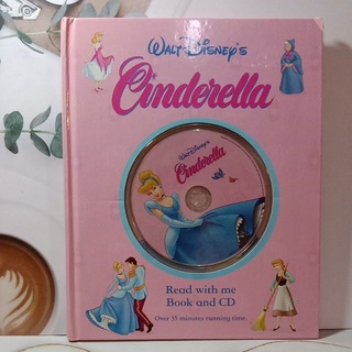 Walt Disneys Cinderella Read with me ปกสรชมพู Book and CD หนังสือนิทานปกแข็งมือสอง -ak1