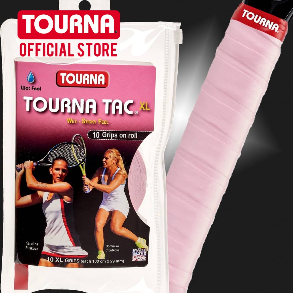 TOURNA TAC Overgrip Pink- Tour Pack, 10 XL grips on roll กริปเทปพันด้ามแบบหนึบ 10 ชิ้น