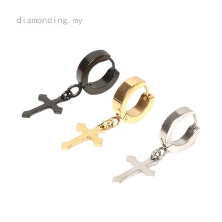 4*9 Mm Cross Shaped Ear Stud Earrings Titanium Steel Ear Clip Ear Accessories