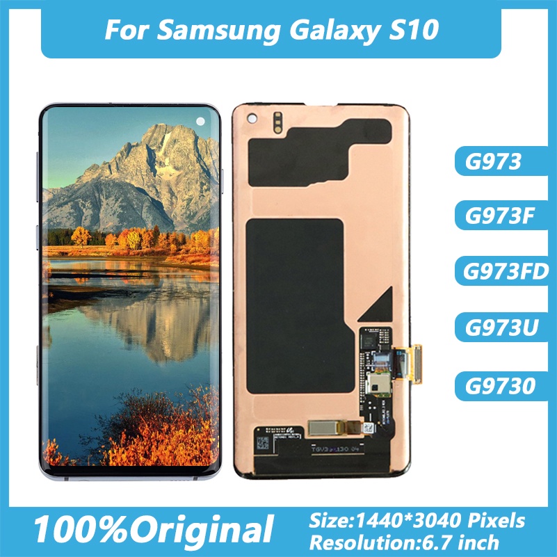 Original AMOLED Display S10 For SAMSUNG Galaxy S10 lcd SM-G973 G973D/S G973F Touch Screen Digitizer 