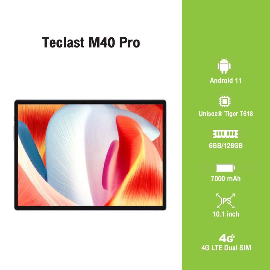 มือถือถูกๆ3C35ส่งจากไทย รับประกัน1ปี ❗ Teclast M40 Pro แท็บเล็ตจอ 10.1นิ้ว แท็บเล็ต6/128GB Android11U T618 รองรับ 4G