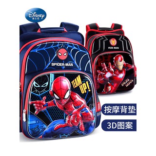 Disney กระเป๋านักเรียนเด็กประถม เด็กชาย Captain America Boys First Grade Two Spine Protection Lightweight Spider-Man