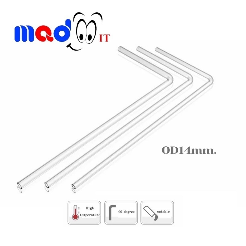 ท่องอ90องศา สำหรับชุดน้ำเปิด PC water cooling ท่อแบบดัดสำเร็จงอ90องศา PETG Hard Tube OD14mm