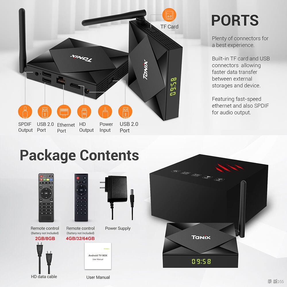 NEW Android 10.0 TV Box Max 4GB RAM 64GB ROM Allwinner H616 Tanix TX6S ...