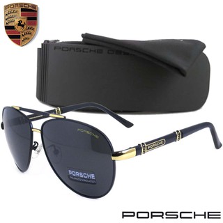 Polarized แว่นกันแดด แฟชั่น รุ่น PORSCHE UV 8560 C-3 สีดำตัดทอง เลนส์โพลาไรซ์ ขาข้อต่อ สแตนเลส สตีล แว่นตา Sunglasses