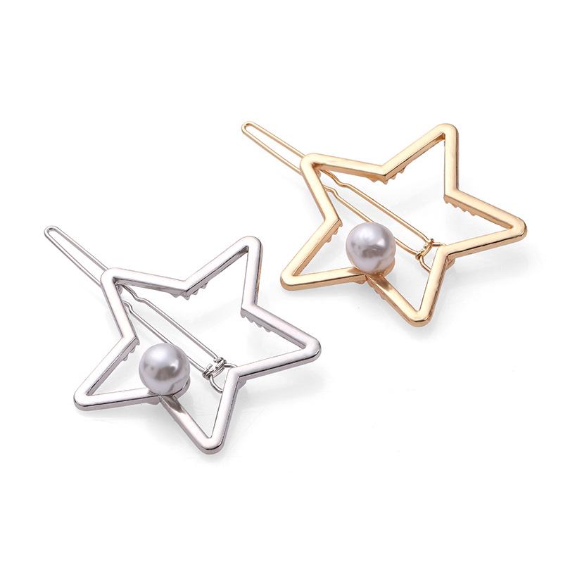 Hair Clip Geometry Five-pointed Star Pearl Clip Hairpin กิ๊บติดผมทรงห้าแฉกดาวกิ๊บติดผม