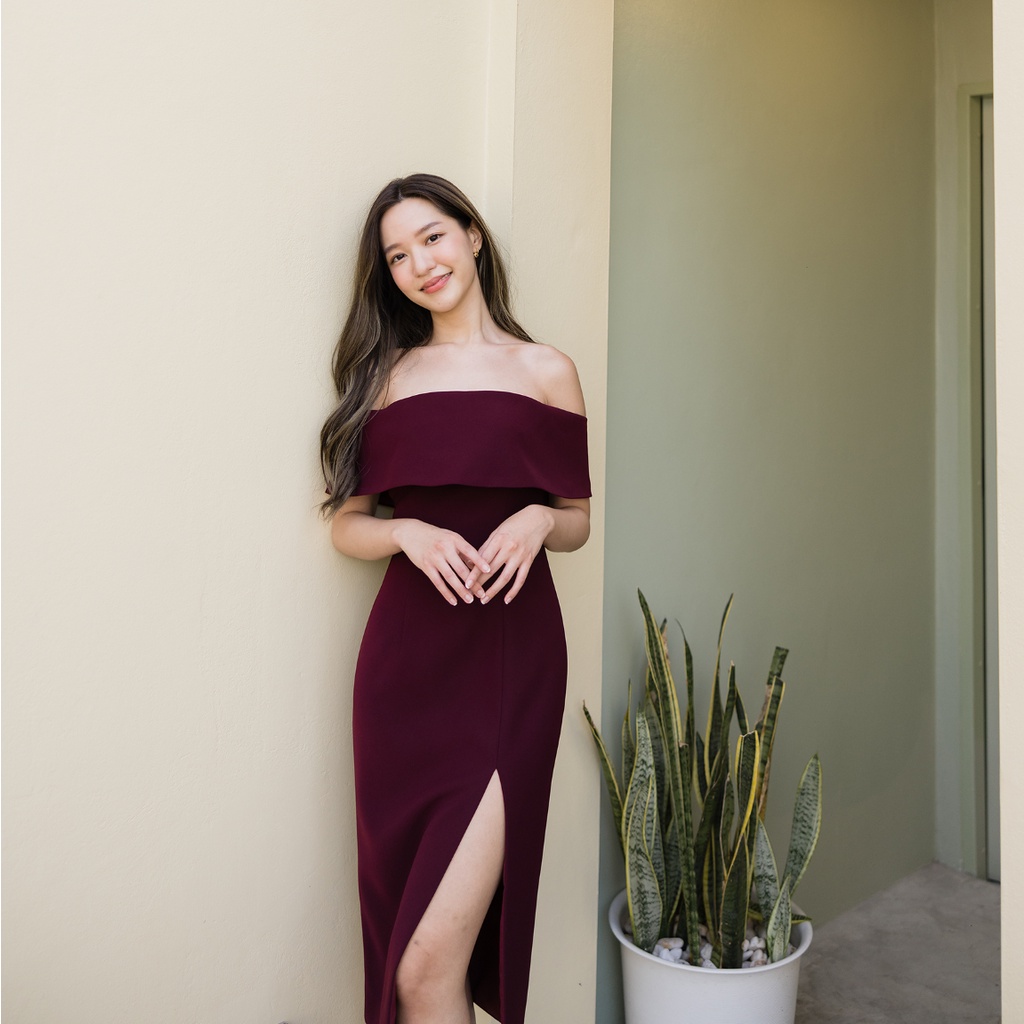 YellowApparel Venesa Dress เดรสออกงาน เกาะออกมีระบายรอบตัว - รูปที่ 6