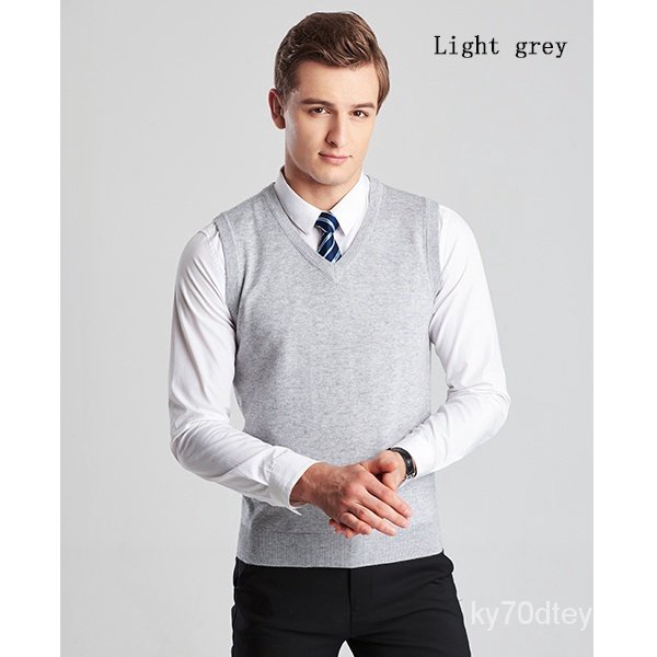 New Men V-neck Thin Sweater Vest Business Sweater Sleeveless Mens Cool Sweater #2