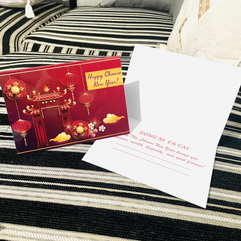 การ์ดอวยพรตรุษจีน กลิตเตอร์โฮโลแกรมพิเศษ a6 สวัสดีปีใหม่ gong xi fa chai การ์ดอวยพร