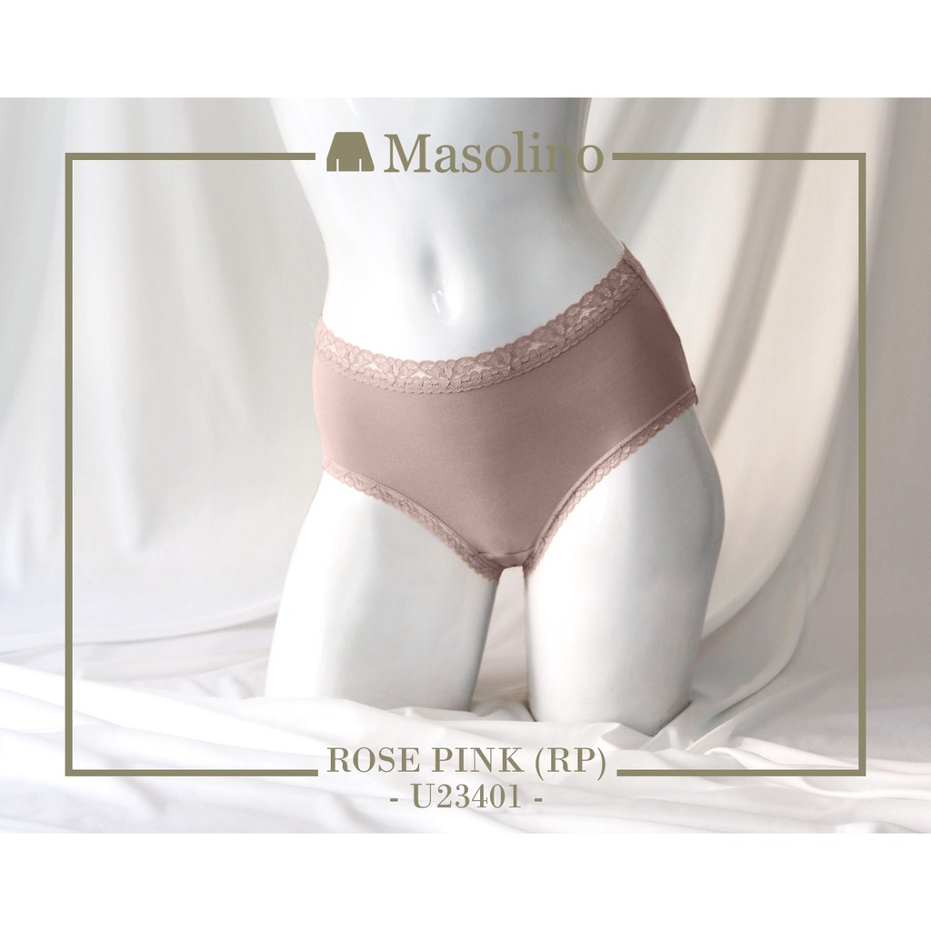 กางเกงใน Masolino (มาโซลิโน่) U23401 กางเกงในแบบครึ่งตัว สวมใส่สบายด้วยผ้า cotton lycra แต่งลูกไม้ที่ขอบเอวและขอบขา