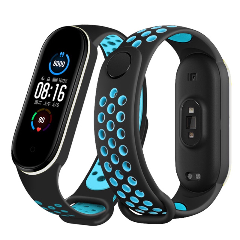 สําหรับ Mi Band 9 8 7 6 5 4 3 สร้อยข้อมือกีฬาซิลิโคน Miband8 Miband7 Miband6 Miband5 คู่สี Soft TPU Breathable สายรัดข้อมือ สายรัดข้อมือ