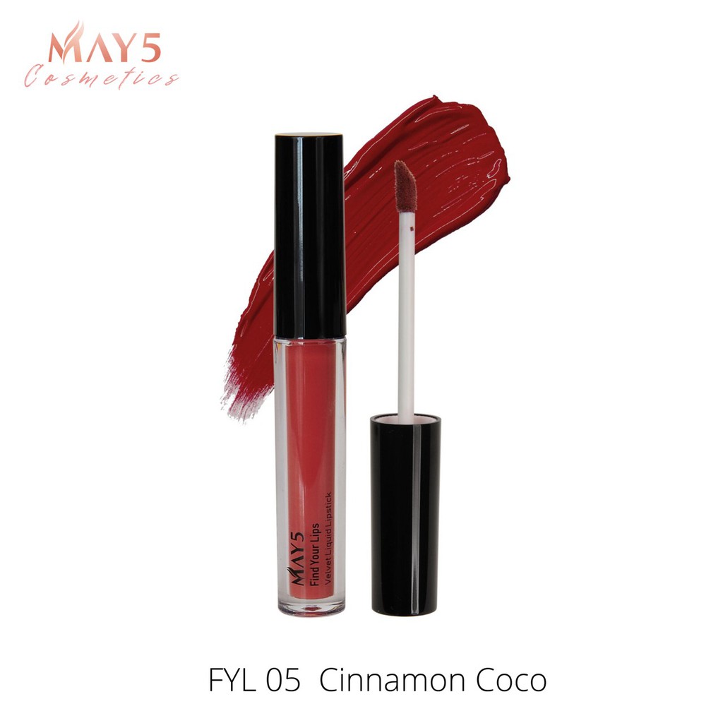 FYL 05 MAY5 Velvet Liquid Lipstick (Cinnamon Coco) ลิปจิ้มจุ่ม เนื้อเวลเวท สี Cinnamon Coco FYL 05