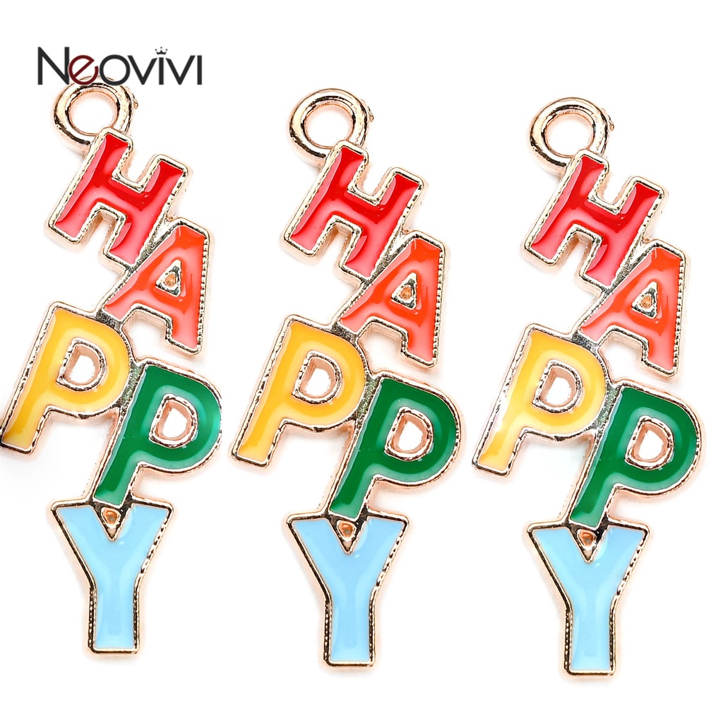 10pcs HAPPY Letter Charms ตัวอักษรที่มีสีสันหยดน้ำมันจี้เคลือบสำหรับเครื่องประดับทำ DIY พวงกุญแจสร้อยคอต่างหู Accessories ราคา ถูกที่สุด ดีลบีเคเค แกลเลอรีภาพที่ 5