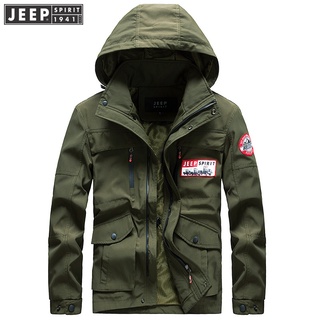 JEEP SPIRIT 1941 ESTD เสื้อแจ็กเก็ตลําลอง ทรงหลวม สําหรับผู้ชาย