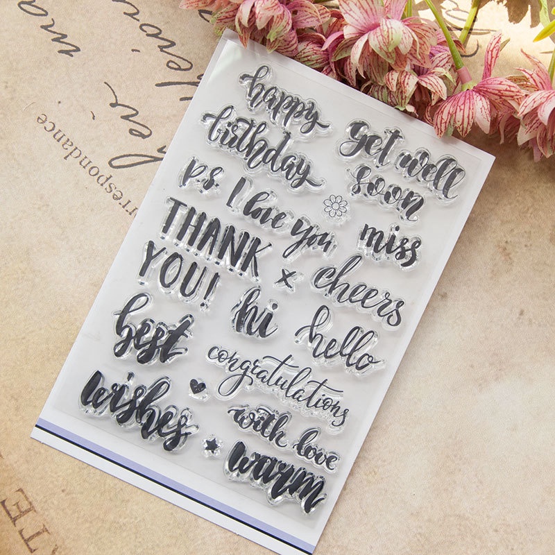 Best Wishes DIY ซิลิโคนแสตมป์ใส Cling Seal สมุดภาพลายนูนอัลบั้มตกแต่ง