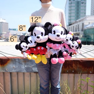 ตุ๊กตา Mickey Mouse มิกกี้เมาส์ &amp; Minnie Mouse มินนี่เมาส์ Cuties ท่านั่ง ผ้า EF 6/8/12นิ้ว มิกกี้ มินนี่ มิกกี้เม้า