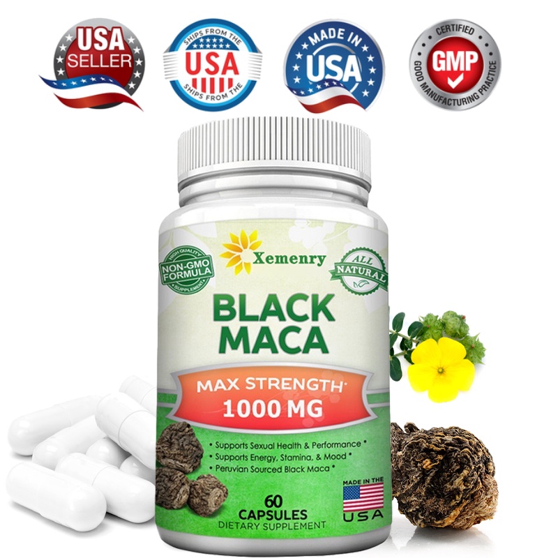 Black Maca 1,000 มก. Gelatinized Maca Root Extract อาหารเสริมจากเปรู - ยาธรรมชาติเพื่อสนับสนุนสุขภาพและพลังงานบริสุทธิ์