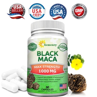 Black Maca 1000mg Gelatinized Maca Root Extract Supplement from Peru - Natural Pills to Support Health &amp; Pure Energy