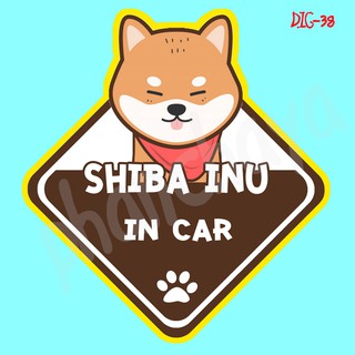 DIC38 สติ๊กเกอร์ ติดรถ Shiba inu Dog In Car สติ๊กเกอร์ติดรถ แต่งรถ car sticker