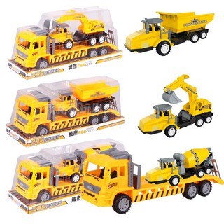 ProudNada Toys ของเล่นเด็ก รถบรรทุกแม็คโคร รถบรรทุกดั้ม รถบรรทุกโม่ปูน ฝาครอบ ENGINEERING VEHICLES NO.088-32