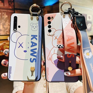 เคสโทรศัพท์มือถือ ลายหมีรุนแรง พร้อมสายคล้องข้อมือ สีตัดกัน สําหรับ Samsung Galaxy note 8 9 10 plus lite note20 ultra s8 s9 s10 s20 plus s21 s22 s23 ultra s20fe s21fe