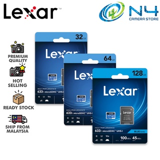 Lexar การ์ด microSDHC microSDXC UHS-I ประสิทธิภาพสูง 633x (32GB 64GB 128GB 256GB 512GB)