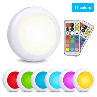Touch LED Cabinet Light RGB 13 Color Puck Light Dimmable Under Shelf Kitchen Counter Lighting remote controller night light