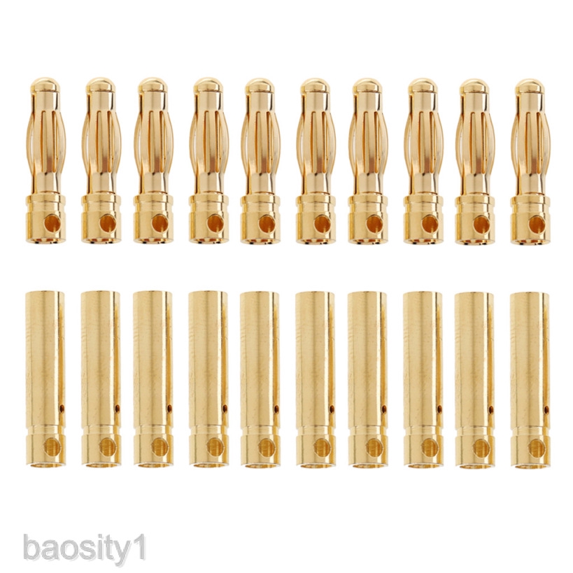 10 คู่ 4 . 0 มม. gold - plated banana ปลั๊กเชื่อมต่อแบตเตอรี่ rc esc มอเตอร์