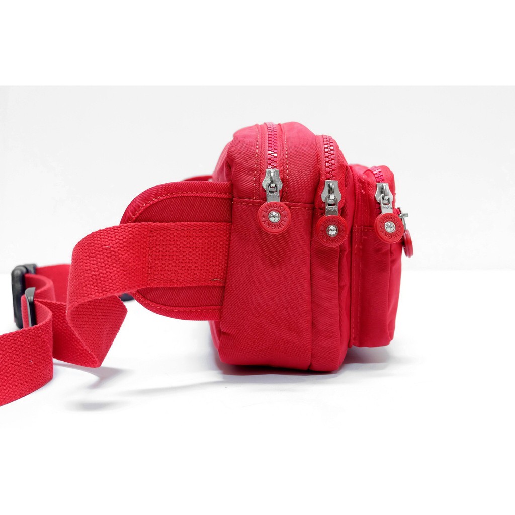 LK กระเป๋าคาดเอว ผ้าร่มสีพื้น สไตล์คิปลิ๊งค์ มี 5 ซิป ซิปสีตามสีกระเป๋า ดีไซด์สปอร์ต สวยเท่ ขนาดยาว 8.5 นิ้ว (LK-911) - รูปที่ 2