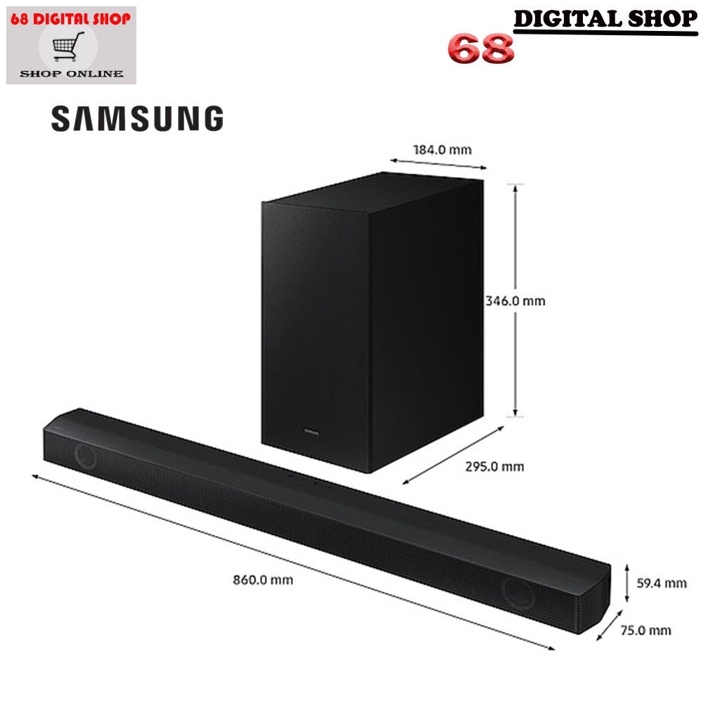 SAMSUNG SOUNDBAR HW-B550 ลำโพงซาวด์บาร์ B550 ระบบเสียง 2.1Ch 410W รุ่น ...