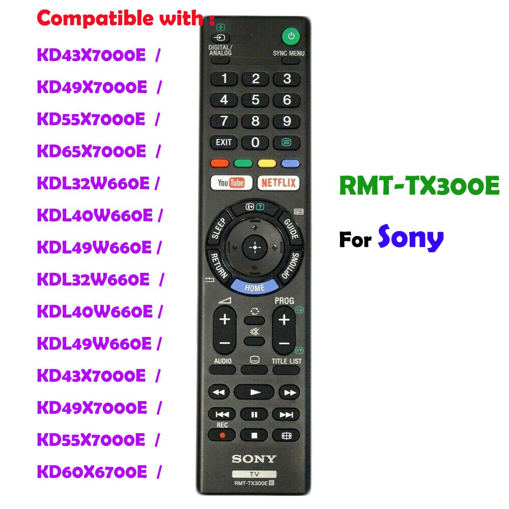 SONY รีโมทคอนโทรล RMT-TX300E สําหรับ Sony TV KDL-40WE663 KDL-40WE665 KDL-43WE754 KDL-43WE755 KDL-49W
