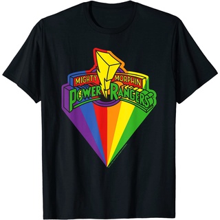 เสื้อยืดโอเวอร์ไซส์เสื้อยืด พิมพ์ลายโลโก้ Power Rangers Rainbow Prism สไตล์คลาสสิกS-3XL