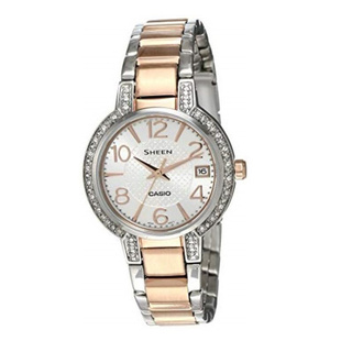 Win Watch shop นาฬิกา Casio Sheen รุ่น SHE4804SG7A นาฬืกาผู้หญิงสีพิงค์โกลด์ สีเงิน ประดับคริสตัล SWAROVSKเต็ม