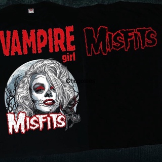 ใหม่ เสื้อยืดลําลอง ผ้าฝ้าย 100% แขนสั้น คอกลม พิมพ์ลาย The MisfitsVampire GirlAmerican punk แนวสตรีท พลัสไซซ์ แฟชั่นสํา