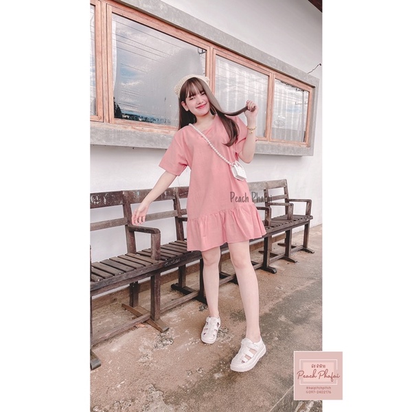 มินิเดรสหางปลาเนื้อผ้าฝ้าย อ22
