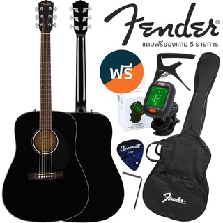 Fender® กีตาร์โปร่ง 41 นิ้วไม้ท็อปโซลิดสปรูซ รุ่น CD60S + แถมฟรีกระเป๋า &amp; เครื่องตั้งสาย &amp; คาโป้ &amp; ปิ๊ก ** ใช้สายกีตาร์ Fender® ของแท้ **