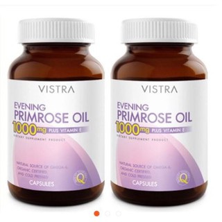 VISTRA วิสตร้า Evening Primrose Oil EPO 1000 mg Plus Vitamin E 45 เม็ด ( 2 ขวด ) [990300]