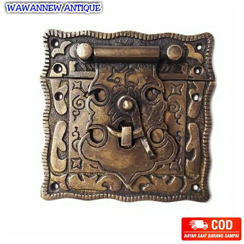 ทองเหลืองโบราณ Fence House Locking Latch/Latch แกะสลัก Motif