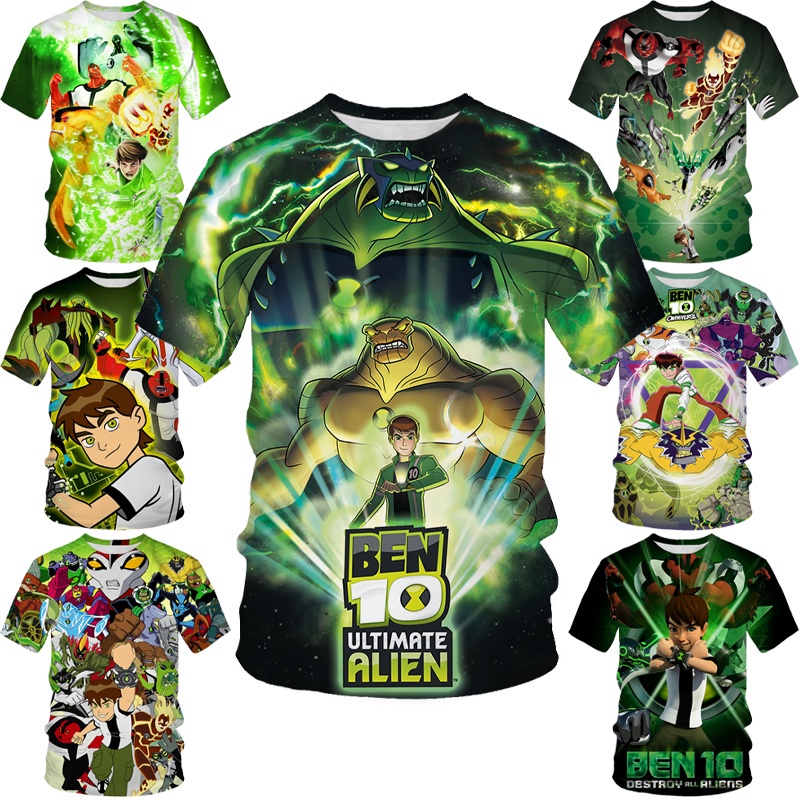 เสื้อยืดแขนสั้น พิมพ์ลาย Ben 10 3D สไตล์ฮาราจูกุ แฟชั่นฤดูร้อน