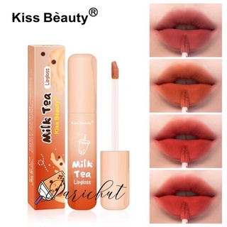 NO.70252-03 ลิป Kiss Beauty MILK TEA LIPGLOSS ลิปชานม ลิป ลิปสติก ลิปทินท์ ลิปกลอส สีสวย หวานอย่างกับชานม ติดทนนาน