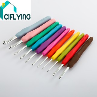 ciflying อุปกรณ์เข็มถักโครเชต์สำหรับถักโครเชต์ 11 ชิ้น