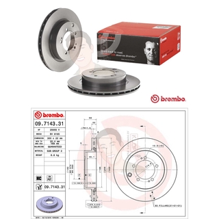 09 7143 31 จานเบรค ล้อ R (ยี่ห้อ BREMBO) รุ่น HC UV PVT MITSUBISHI Lancer Evolution VIII-IX (CT9A) (4-9) ปี1999-&gt;..