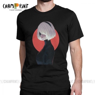 ผ้าฝ้ายคอกลมเสื้อยืดแขนสั้น ผ้าฝ้ายแท้ พิมพ์ลาย Nier Automata 2B Yorha Type B Ps4 Game สไตล์วินเทจ สําหรับผู้ชายfrom S-4