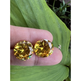 cubic zirconia 15.00mm yellow AAA  2 pieces